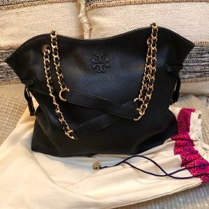 Tory Burch black Thea Slouchy Chain tote